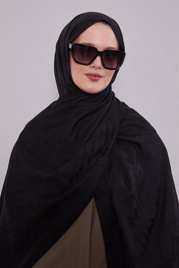 Siyah Yön Desen Blue Jakar Şal