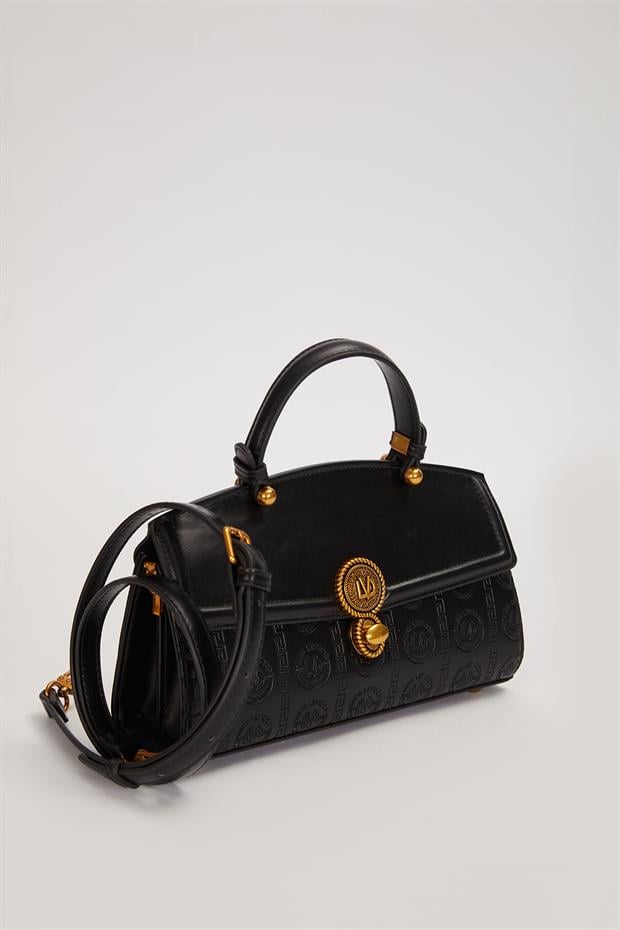 Siyah Yuvarlak Lvd Kilitli El Çantası