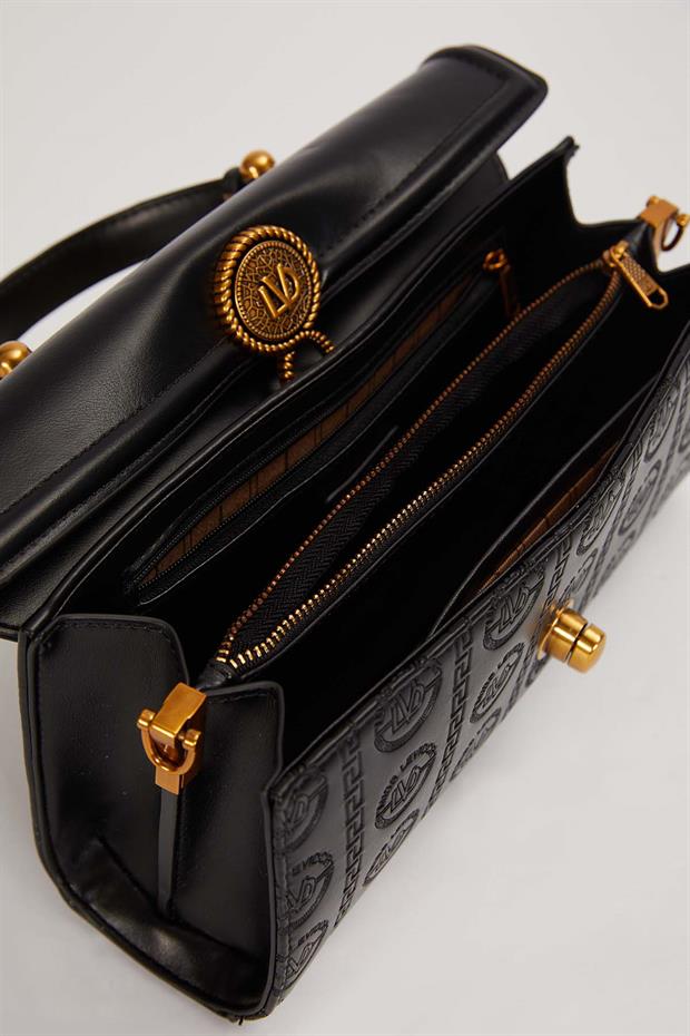 Siyah Yuvarlak Lvd Kilitli El Çantası