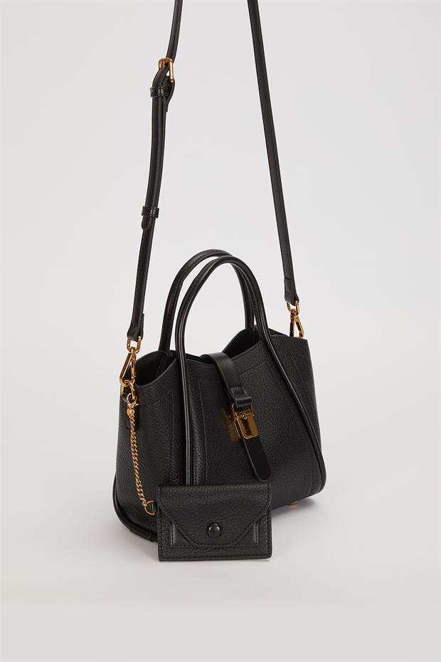 Siyah Zarf Cüzdan Detaylı El Çantası