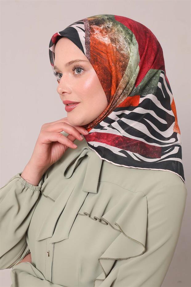 Siyah Zebra Desen Pamuk Eşarp