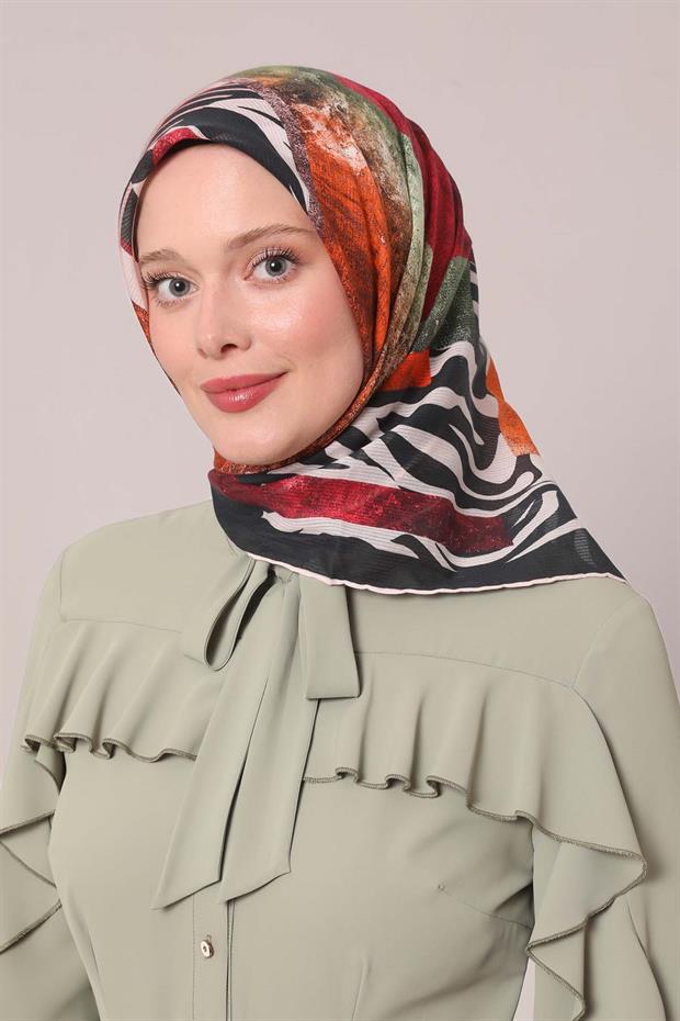 Siyah Zebra Desen Pamuk Eşarp