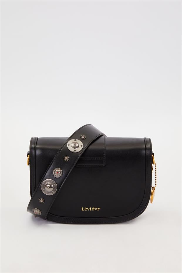 Siyah Zımba Detay Omuz Çantası