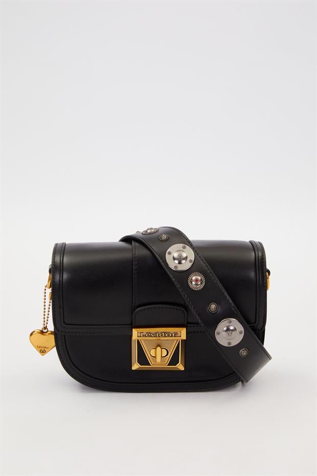 Siyah Zımba Detay Omuz Çantası