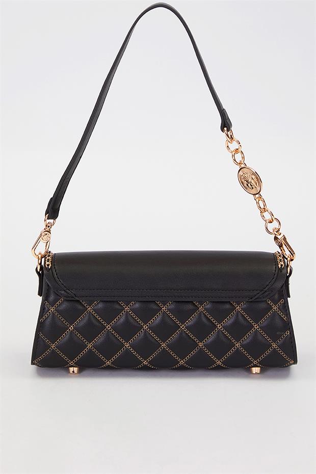 Siyah Zincir Askı Detay Omuz Çantası