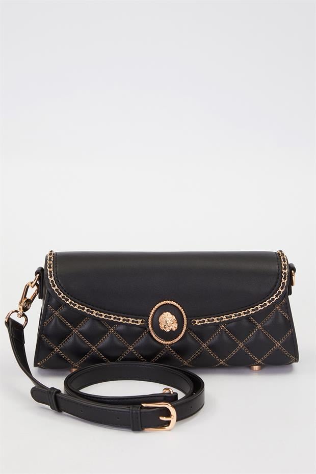 Siyah Zincir Askı Detay Omuz Çantası