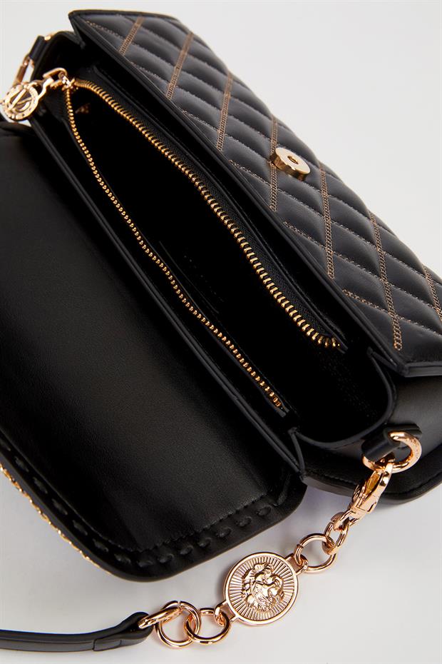 Siyah Zincir Askı Detay Omuz Çantası