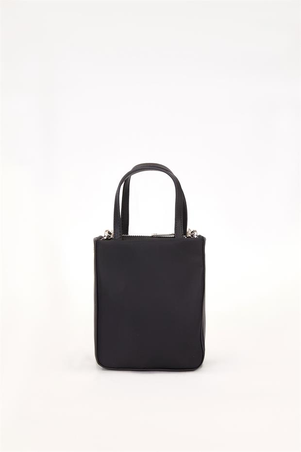Siyah Zincir Detay Saten Çanta