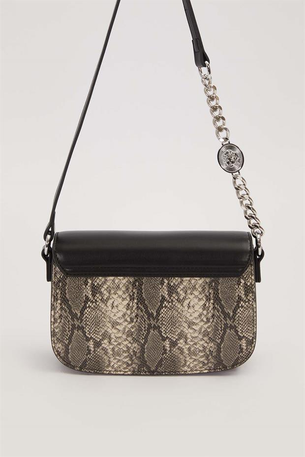 Siyah Zincir Ve Deri Askılı Omuz Çantası