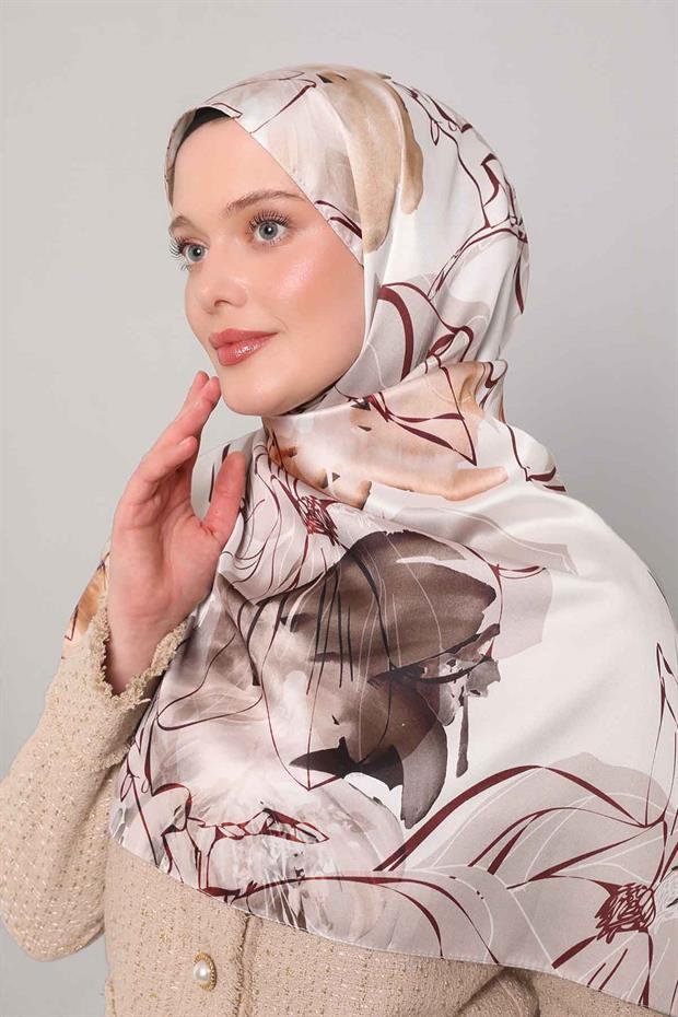 Soğan Kabuğu Soyut Çiçek Desen Twill Şal