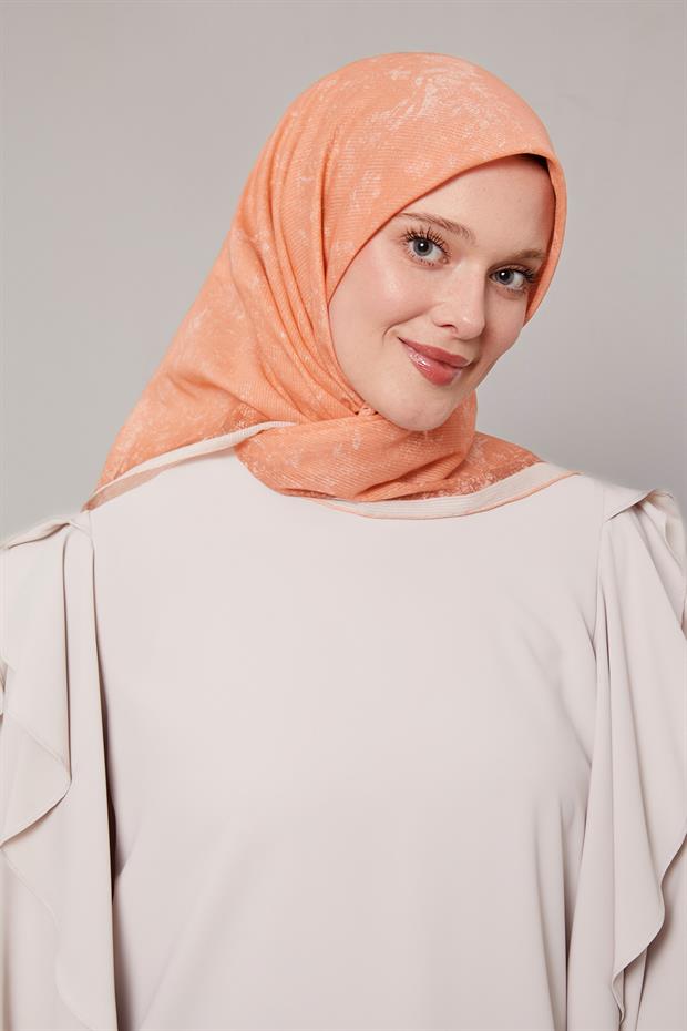 Somon Batik Desen Pamuk Eşarp