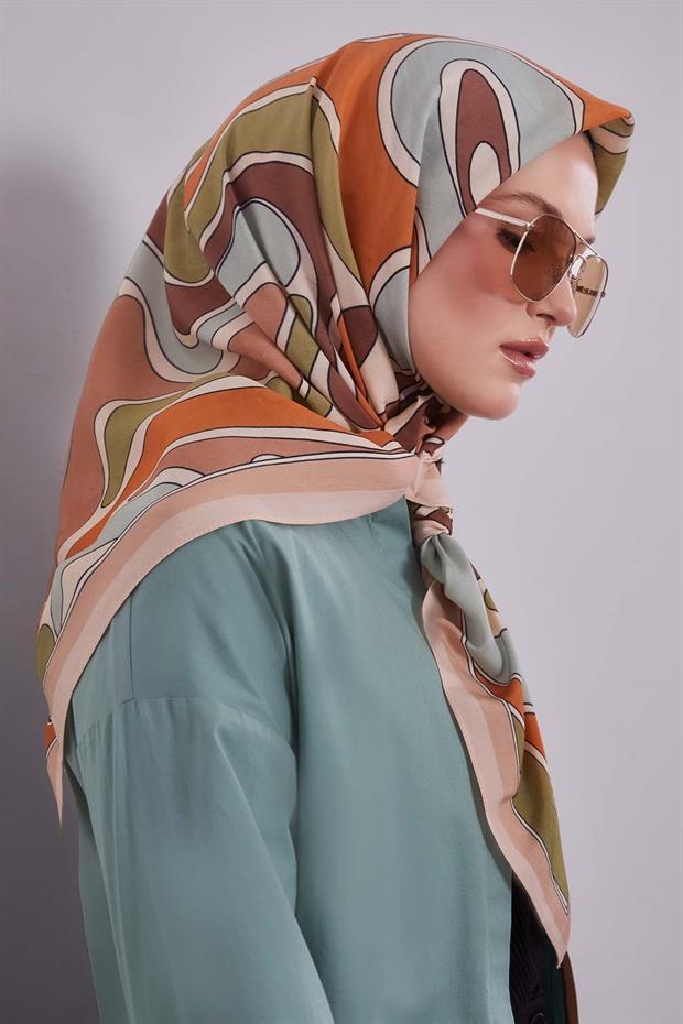 Somon Dalgalı Aura Eşarp