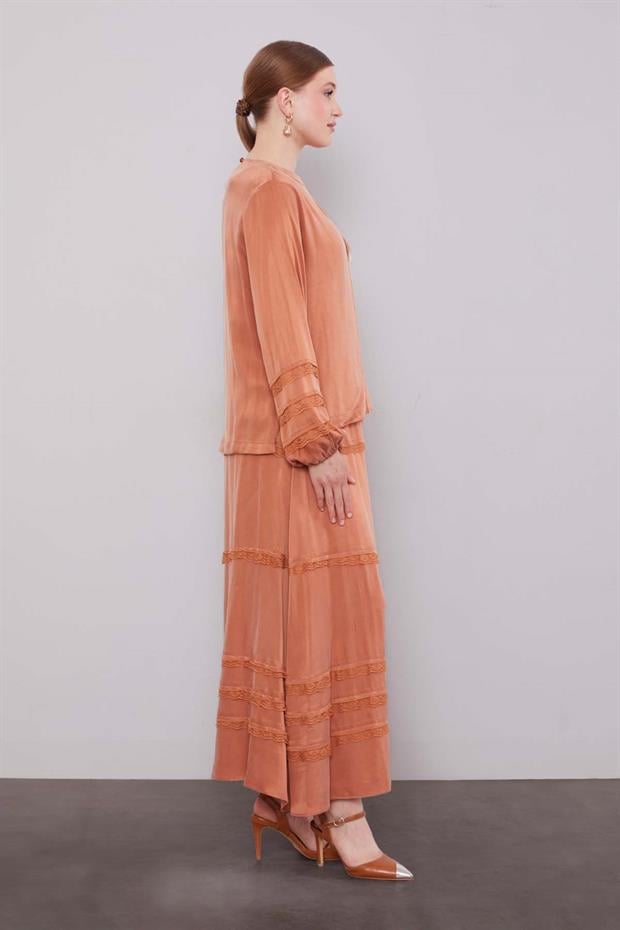 Somon Dantel Şeritli Cupra Etek Takım