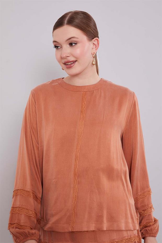 Somon Dantel Şeritli Cupra Etek Takım