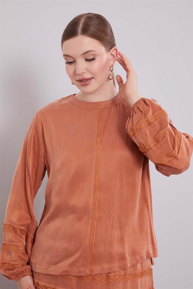 Somon Dantel Şeritli Cupra Etek Takım