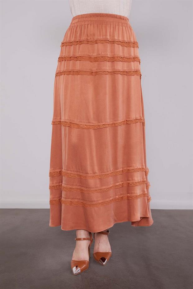 Somon Dantel Şeritli Cupra Etek Takım