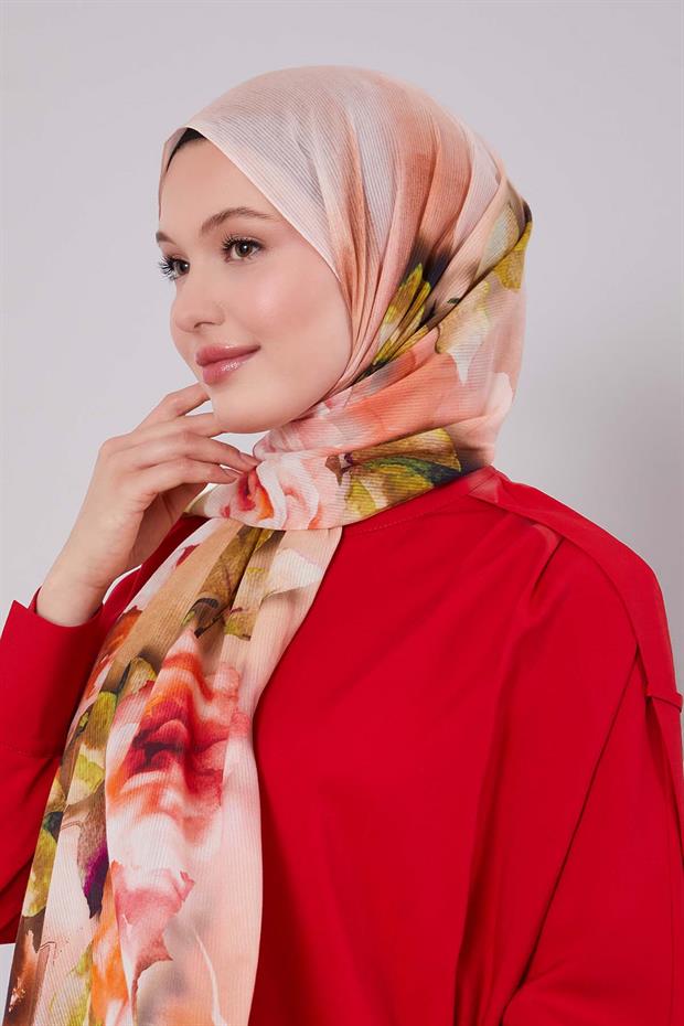 Somon Ebruli Desen Pamuk Şal