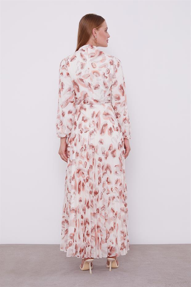 Somon Fırfır Kol Detaylı Elbise