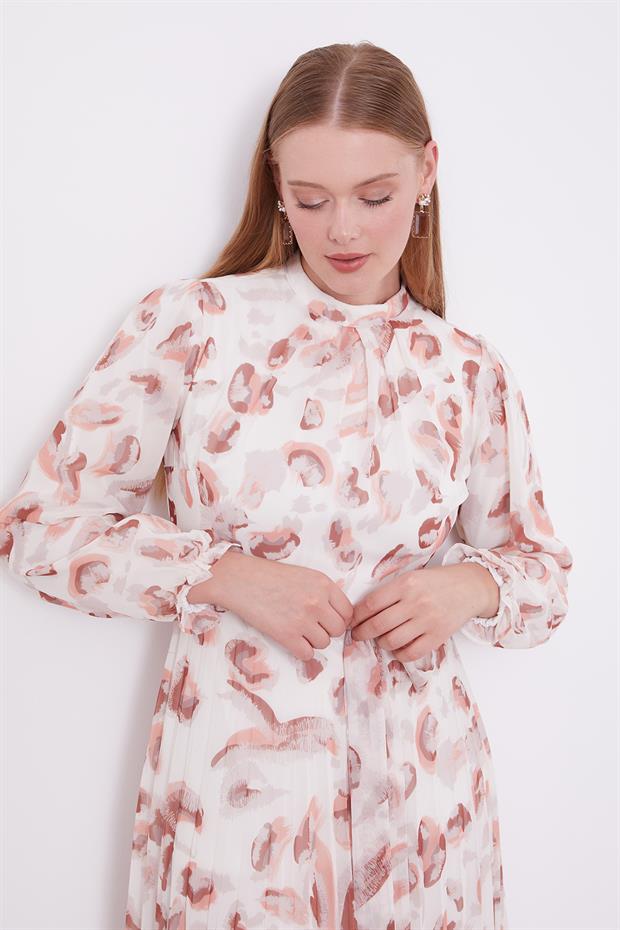 Somon Fırfır Kol Detaylı Elbise