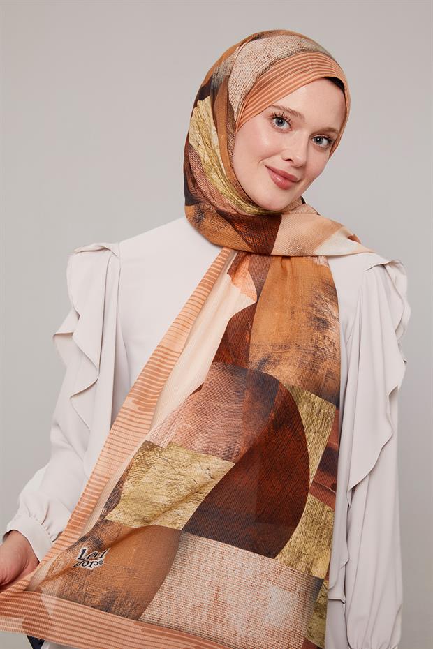 Somon Geometrik Desen Pamuk Şal