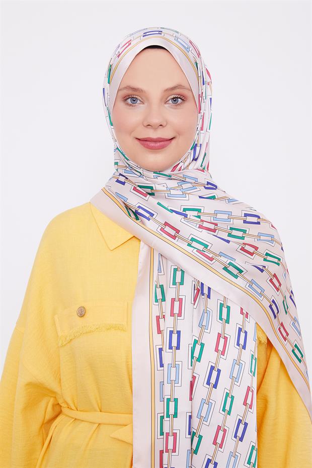 Somon Kare Zincir Desen Angel Şal