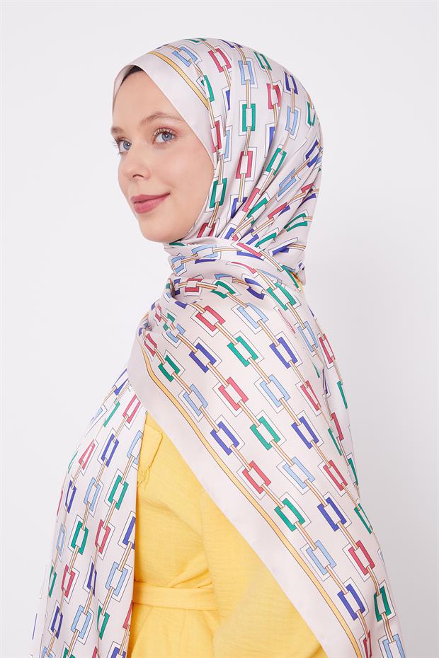 Somon Kare Zincir Desen Angel Şal