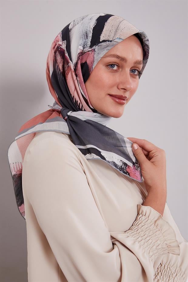 Somon Karışık Desen Pamuk Eşarp