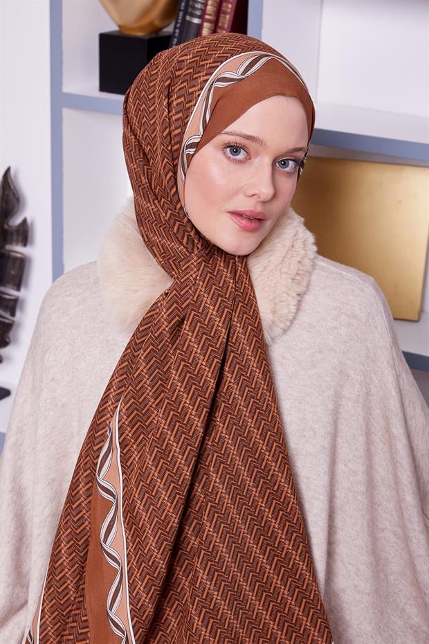 Somon Labirent Desen Royal Şal