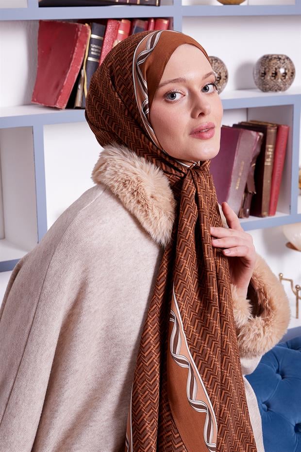 Somon Labirent Desen Royal Şal