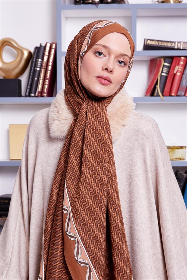 Somon Labirent Desen Royal Şal