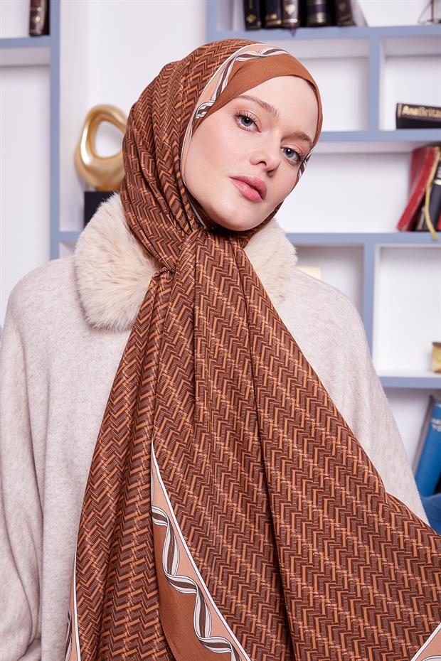 Somon Labirent Desen Royal Şal