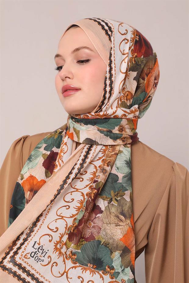 Somon Varak Desen Pamuk Şal