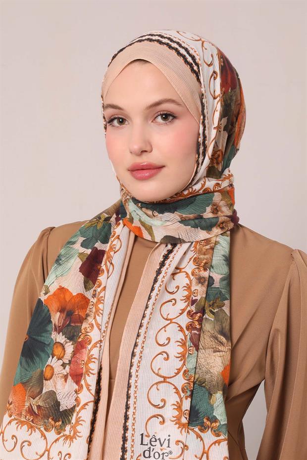 Somon Varak Desen Pamuk Şal