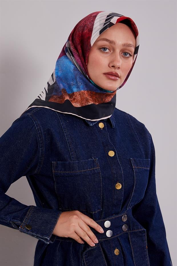 Somon Zebra Desen Pamuk Eşarp