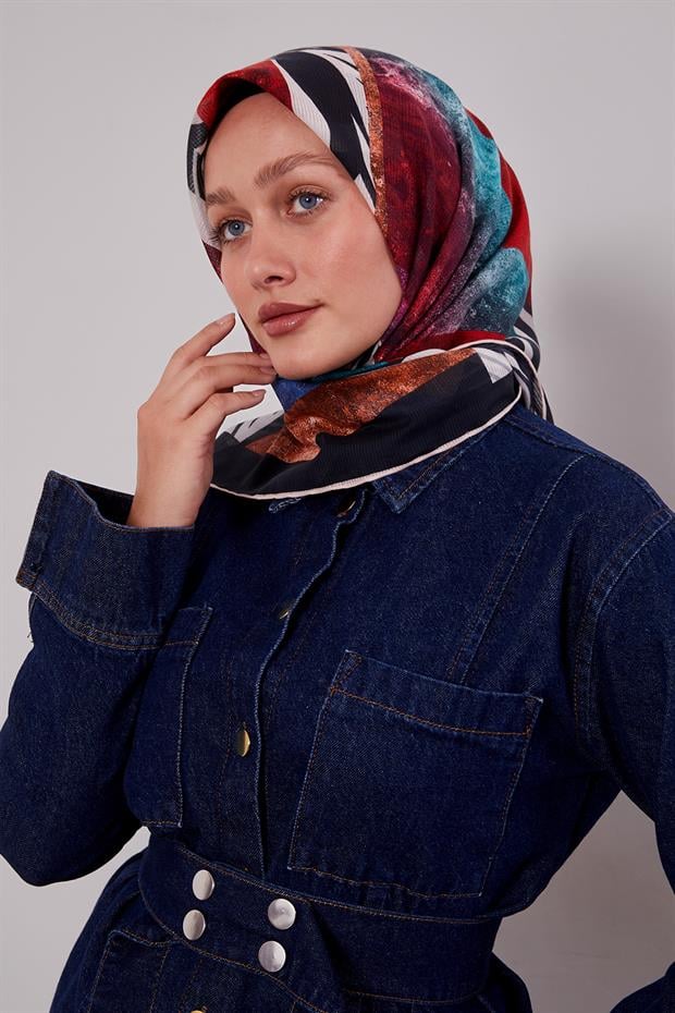 Somon Zebra Desen Pamuk Eşarp