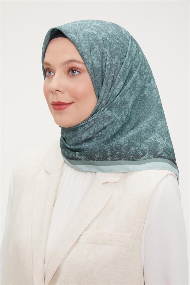 Su Yeşili Ebruli Aura Eşarp