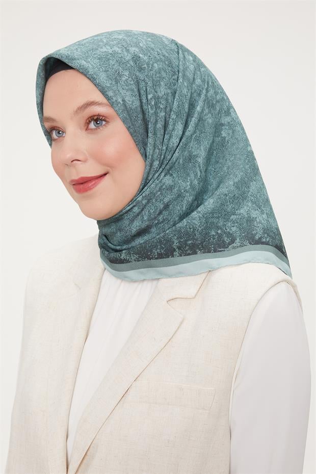 Su Yeşili Ebruli Aura Eşarp