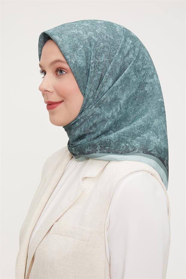 Su Yeşili Ebruli Aura Eşarp