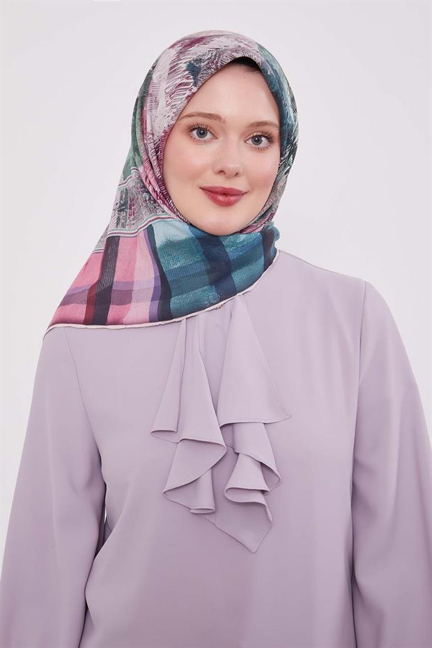 Su Yeşili Ekose Pamuk Eşarp