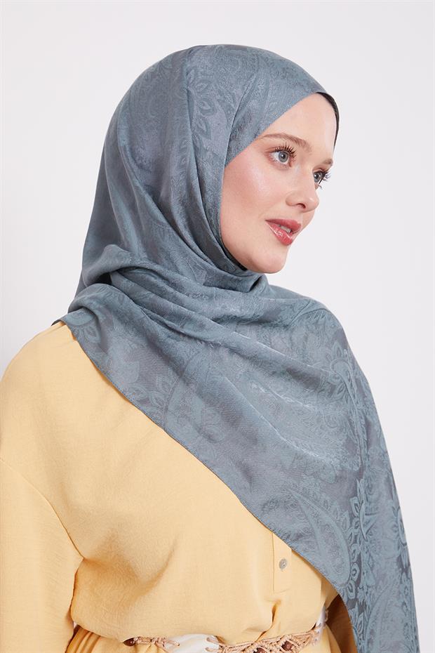 Su Yeşili Etnik Desen İtalyan Jakar Şal