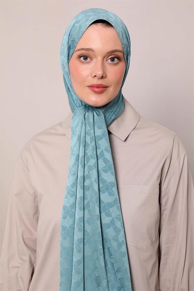 Su Yeşili Kristal Desen Jakar Capri Şal