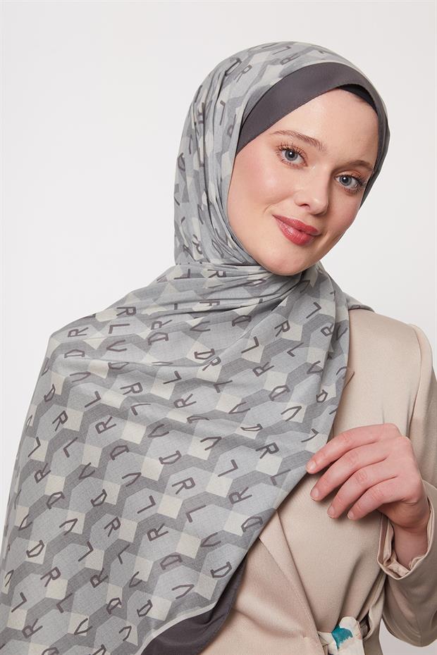 Su Yeşili Petek Desen Love Şal