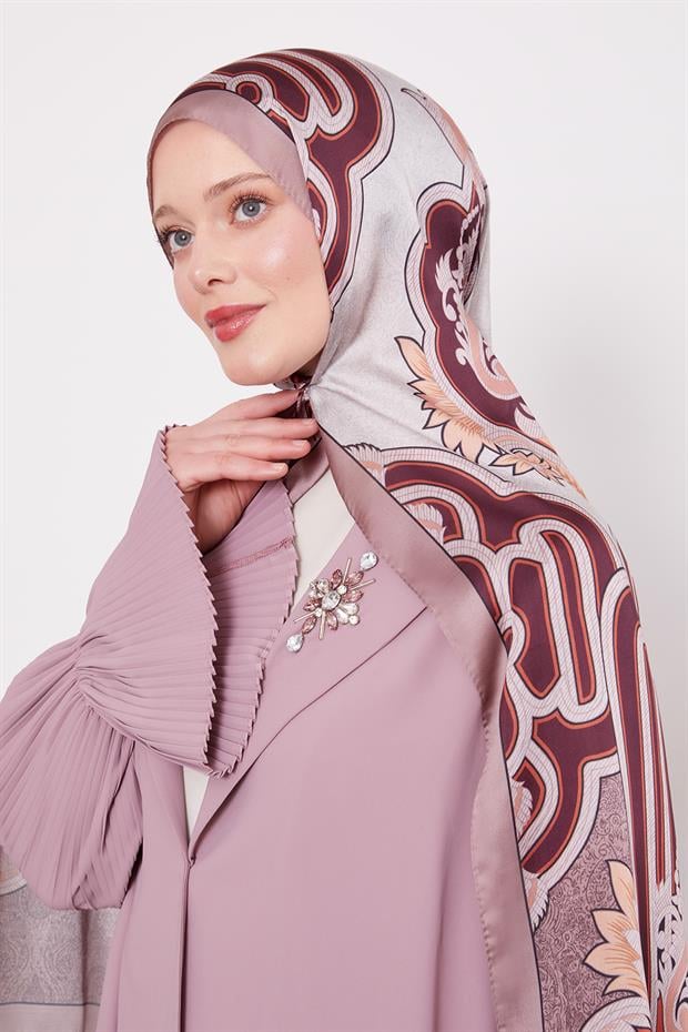 Sütlü Kahve Baroklu Hint İpeği Şal