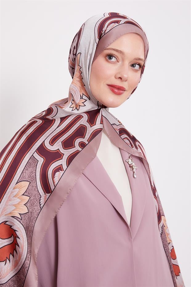 Sütlü Kahve Baroklu Hint İpeği Şal