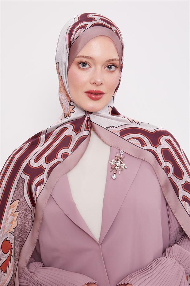 Sütlü Kahve Baroklu Hint İpeği Şal