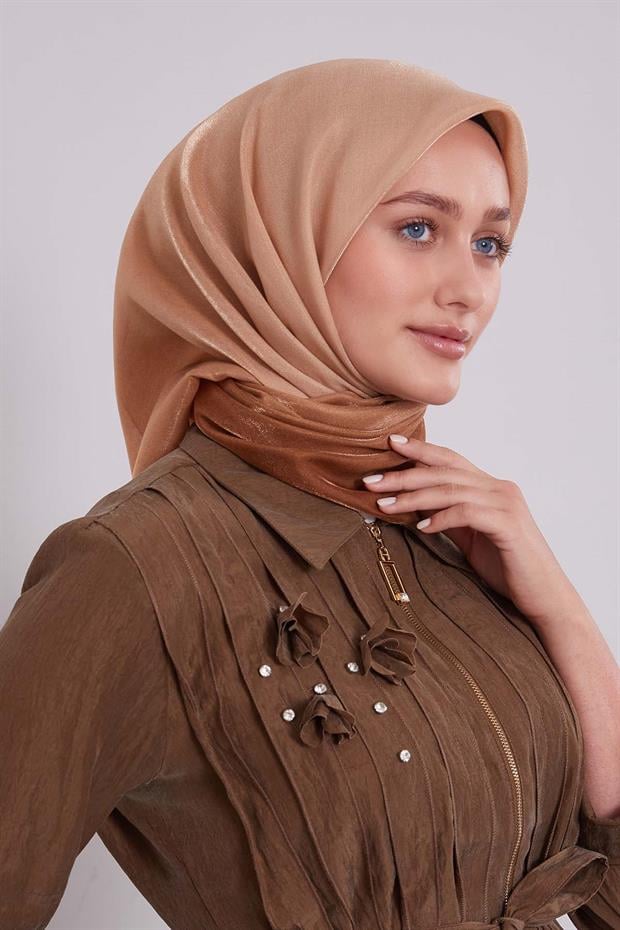 Sütlü Kahve Çift Renk Kehribar Eşarp