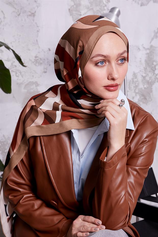 Sütlü Kahve Damla Desen Royal Şal