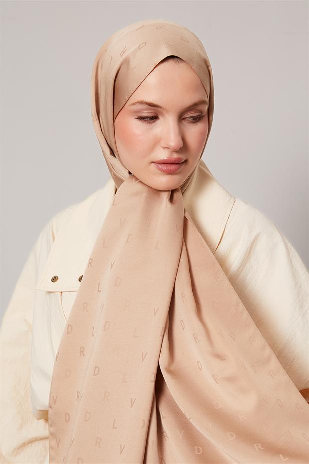 Sütlü Kahve Mini LVD Baskılı Jakarlı Şal