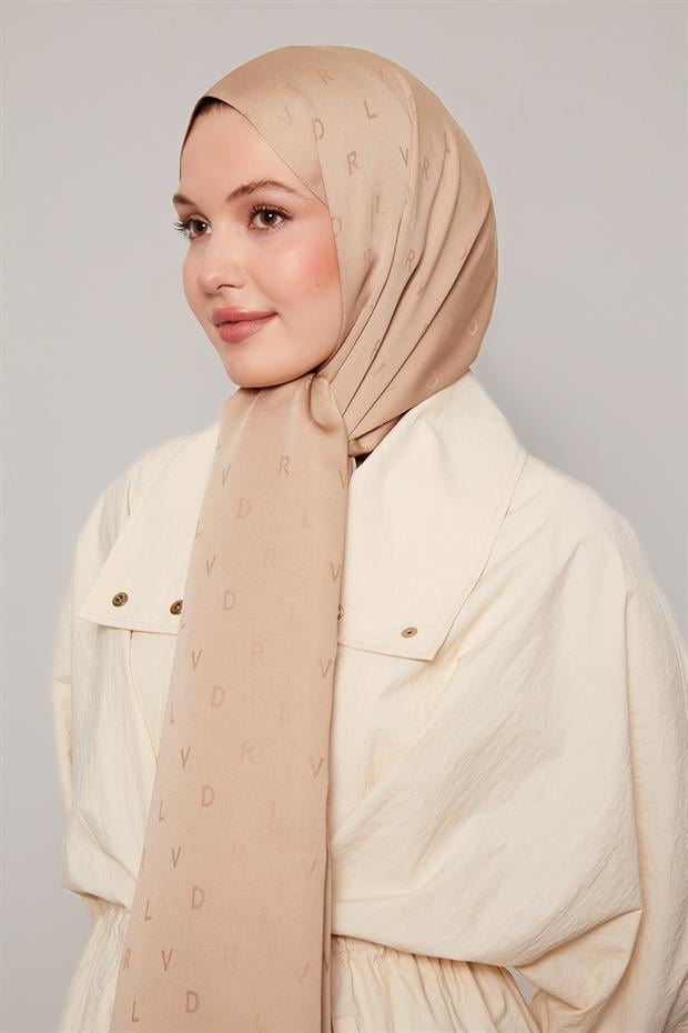 Sütlü Kahve Mini LVD Baskılı Jakarlı Şal