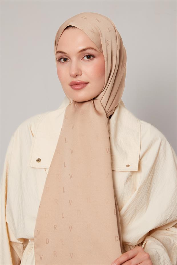 Sütlü Kahve Mini LVD Baskılı Jakarlı Şal